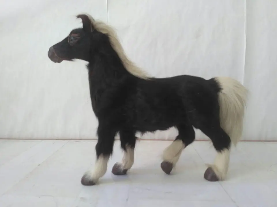 

cute simulation horse toy resin&fur black horse model gift about 18x17cm 1509