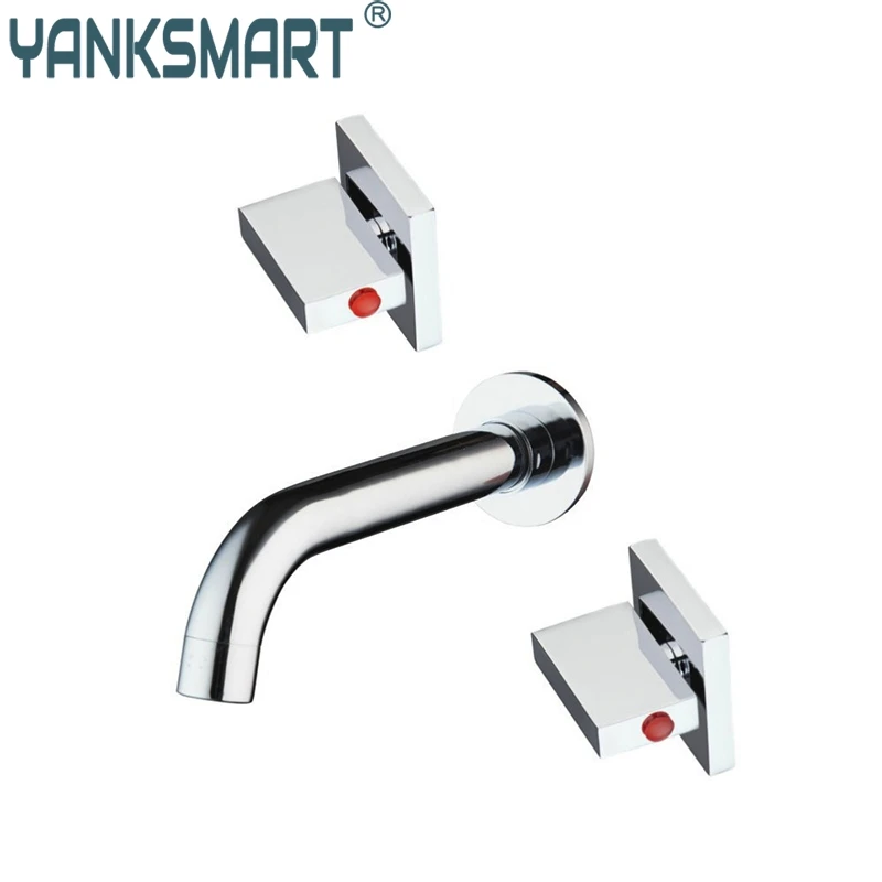 bathroom 3 pcs faucet set Hot/Cold Bath Wall Mounted 3 Pcs Brass