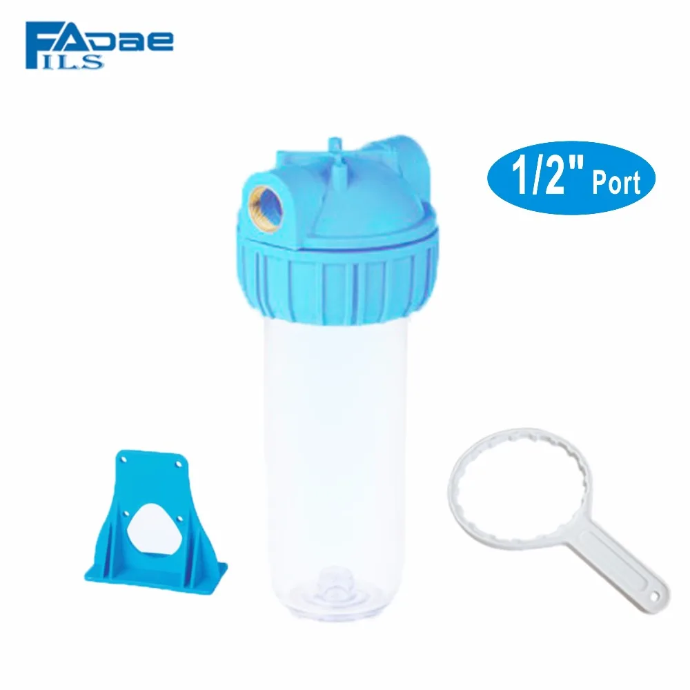 Transparent 2.5 x 10 Inch Water Filter Housing ,inlet&outlet 1/2-inch Port with mounting Bracket and Wrench Transparent 2.5 x 10 Inch Water Filter Housing ,inlet&outlet 1/2-inch Port with mounting Bracket and Wrench