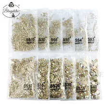 Кристаллы, камни, стразы, без горячей фиксации, золото, плоская задняя часть для дизайна ногтей и кристаллов AB x 1440 шт 030