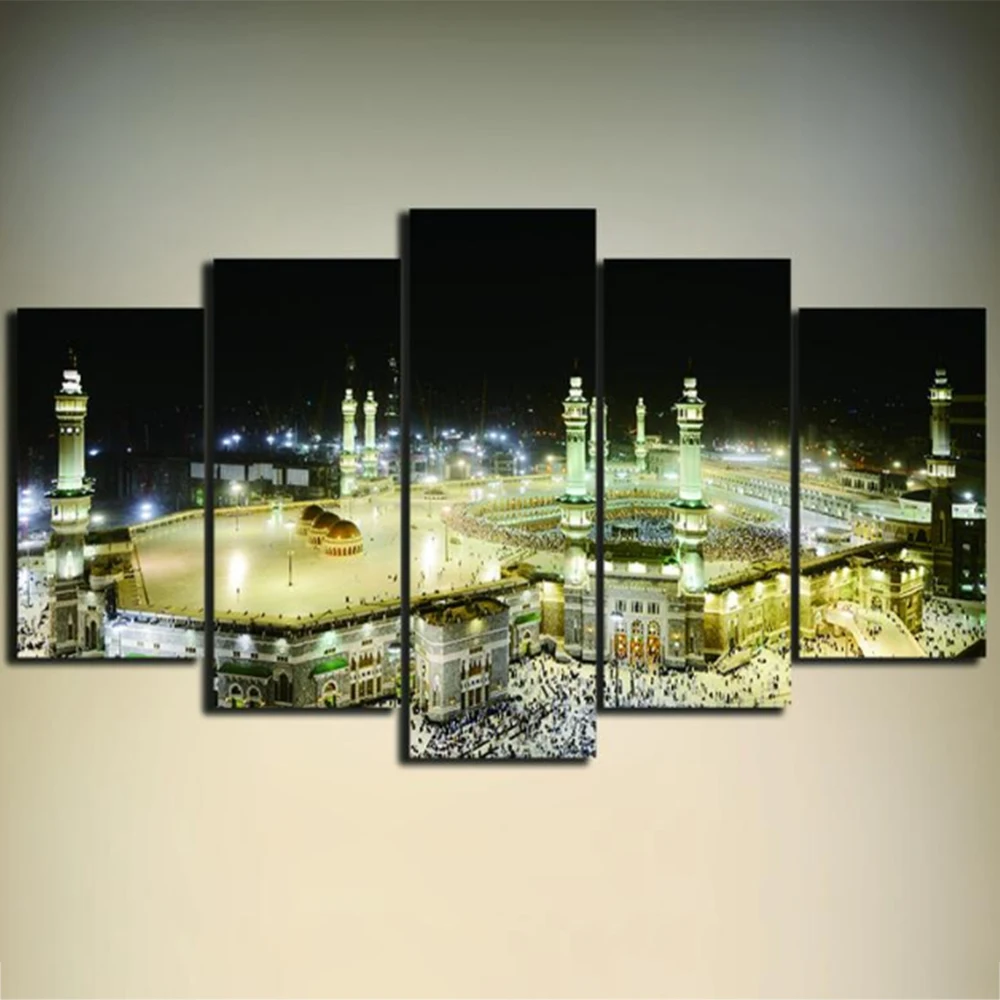 

Artryst Mosque Painting On Canvas Unframed 5 Pieces Modern Islamic Muslim Poster Wall Picture Printed For Living Room Home Decor