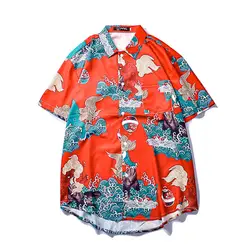 0210 пляжная рубашка для мужчин с короткими рукавами и лацканами воротник гавайская рубашка с принтом Лето 2019 рубашка мужской японский