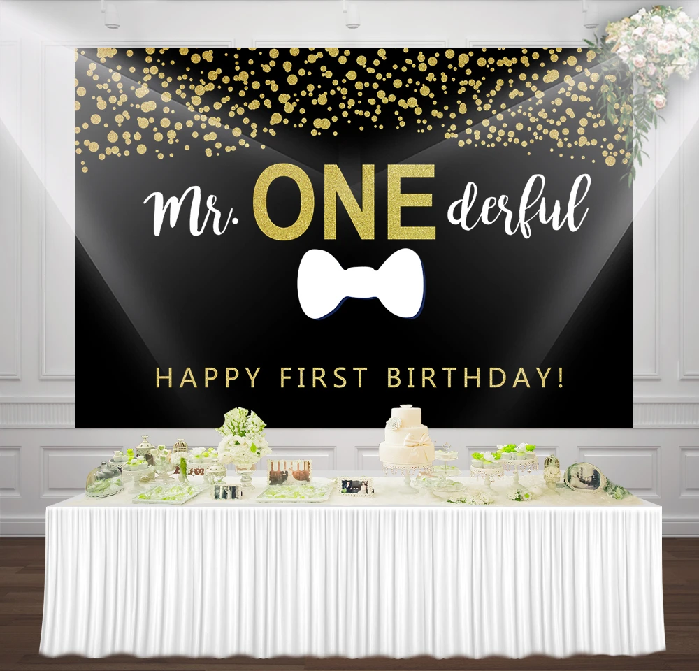 Bebe Garcon 1st Joyeux Anniversaire Fond De Fete Mr Onederful Nœud Papillon Theme Premier Anniversaire Merveilleux Noir Photo Toile De Fond Fond Fond D Ecran Aliexpress