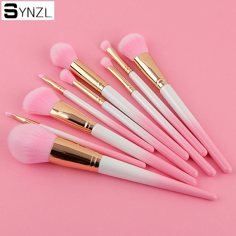 9 pcs makeup brushes soft powder blush eyeshadow Cute Pink Cosmetic