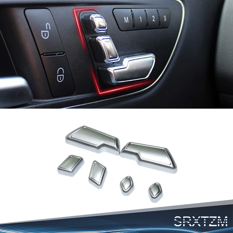 

SRXTZM 6pcs Car-Styling Door Seat Adjust Switch Button Cover Trim Sticker For Mercedes Benz E Class GLK GLA ML GL CLS SLK W212