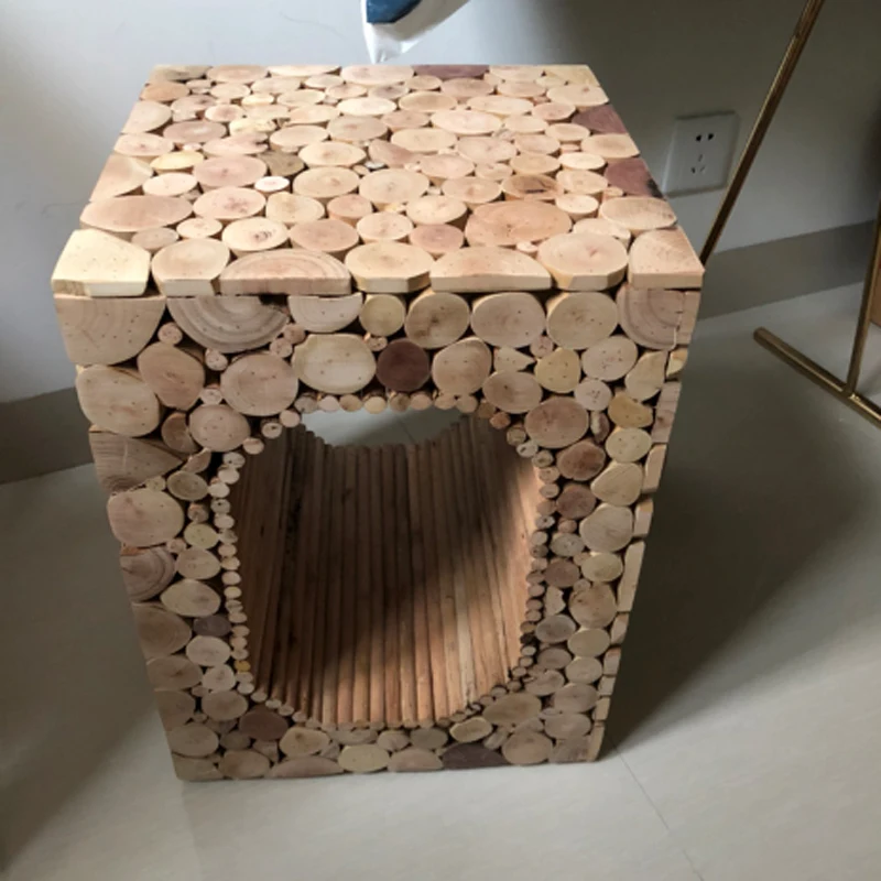 Created Living Room Stool End Table New Art Brief Solid Wood Coffee Table