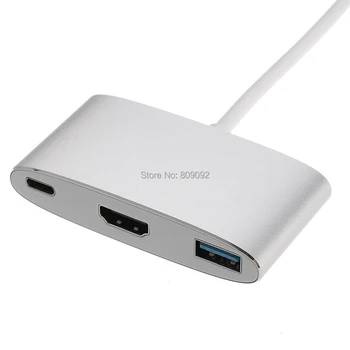 

High quality 3in1 Type C USB3.1 to USB-C 4K HDMI USB 3.0 Adapter Conventer Hub Aluminum Alloy For Apple Macbook