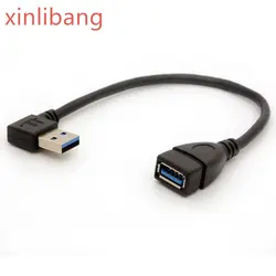 1 шт. USB 3,0 под прямым углом 90 градусов кабель-удлинитель мужчин шнур Женский адаптер USB кабели супер быстро 5 гбит передачи данных
