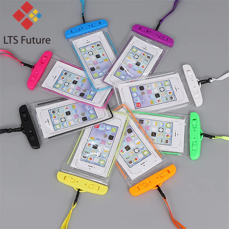 

Underwater Pouch For Iphone X Samsung Waterproof Phone Bag Diving Sealed Water Resistant Watertight Bag Touch Screen Transparent