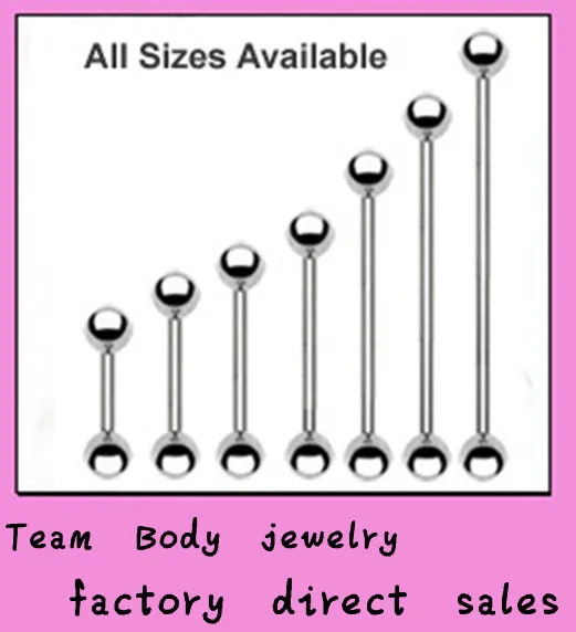 2014 fashion tongue ring free shipping mix 7 size 14pcs lot standard tongue ring size