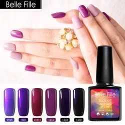 Гель для ногтей Belle Fille, 10 мл, фиолетовый цвет, УФ-гель для ногтей, отмачиваемый, Полупостоянный Блестящий лак для ногтей Гель-лак