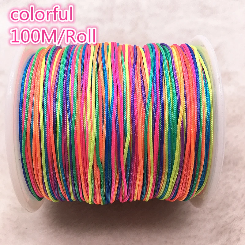 

100M/Roll 0.8mm Colorful Nylon Cord Thread Chinese Knot Macrame Cord Bracelet Braided String DIY Beading Thread #00Q
