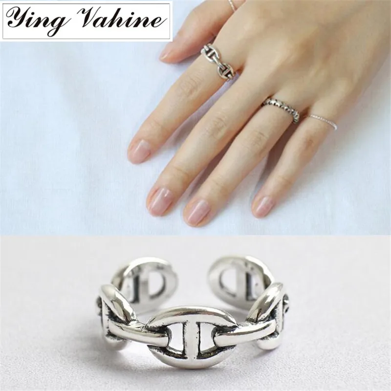

ying Vahine 100% 925 Sterling Silver Jewelry Chinese Characters Open Rings for Women anillo de plata