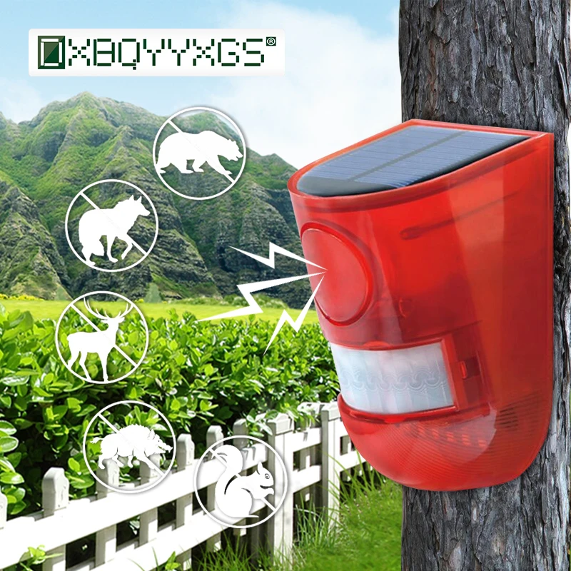 

2019 Outdoor Solar animal Repeller Sensor Ultrasonic drive away stray dog cat LED light Electronic burglar alarm Pest control