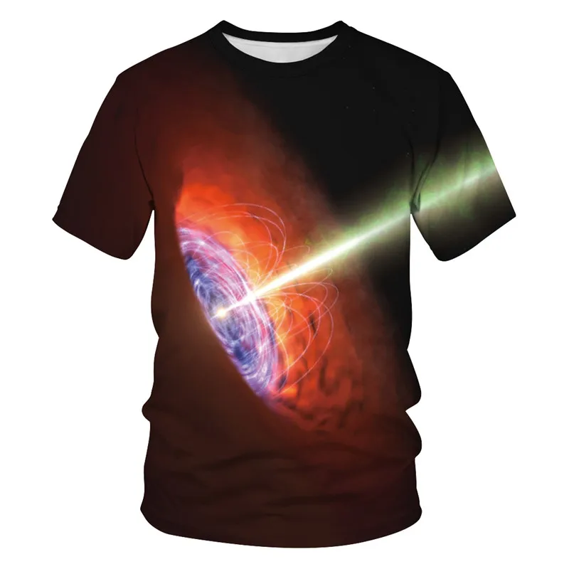Black Hole T Shirt High tech Astronomy Top Hip Hop Streetwear Colorful