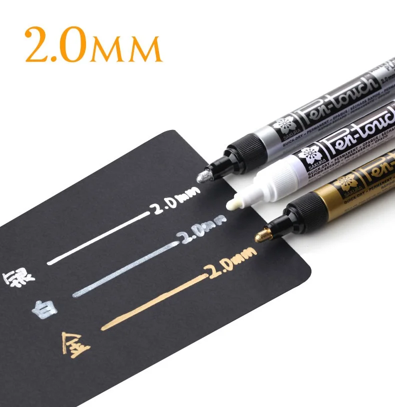 3 шт. металлические маркерные ручки набор серебряных золотых белых перманентных цветных чернил EF F средняя точечная кисть для манги Рисование художественные принадлежности F863