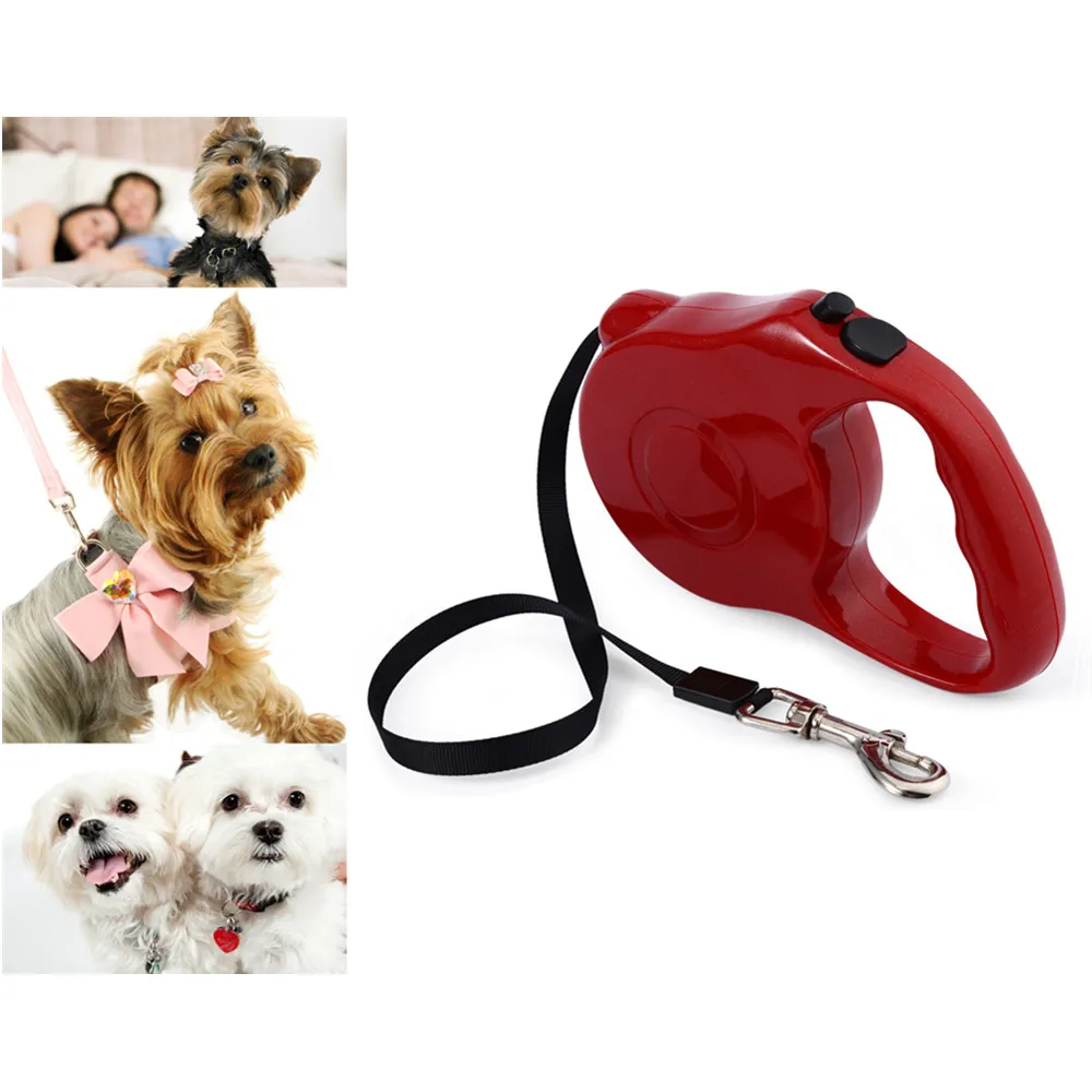 1Pcs 5M Retractable Pet Leash Lead One handed Lock Training Lead Puppy
