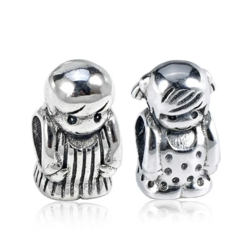 

100%925 sterling silver new DIY beads accessories cute little girl boys Fits Original Pandora Charm Bracelets & Necklaces
