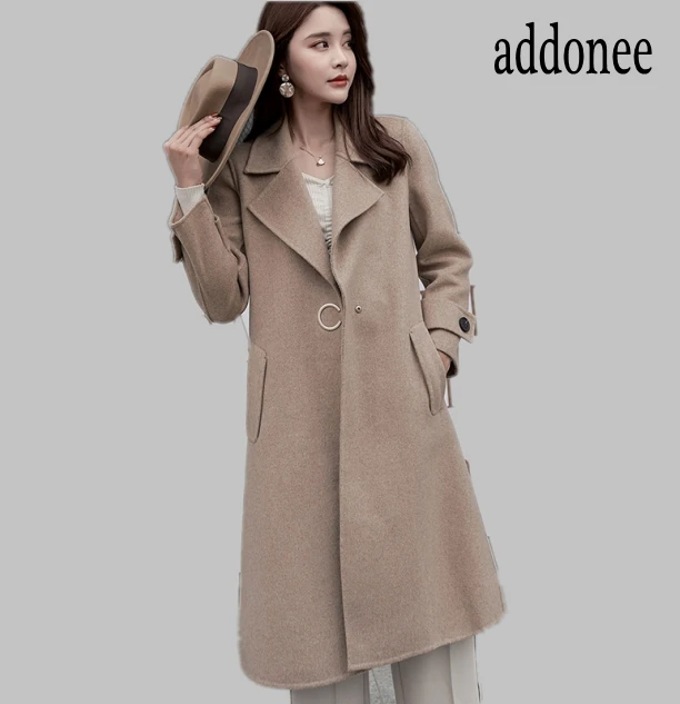 

New Style High Quality Autumn Winter Women Cashmere Wool Blends Coat Warm Soft Solid Loose Fashion Casual Wild Office Lady