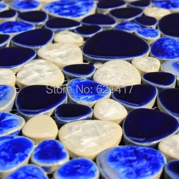 

Mediterranean blue ceramic porcelain mosaic backsplash HMCM1013 pebble kitchen wall tile sticker bathroom floor tiles