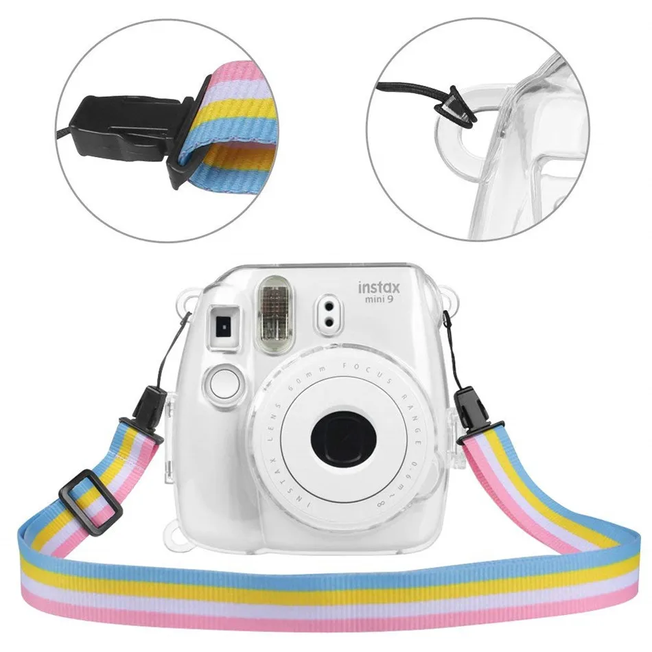 Perfectly Protect Your Camera. CAMERAPROTECTION/Protective Crystal Shell Case with Strap for FUJIFILM instax Mini 9 Mini 8 Color : Transparent Mini 8+ 