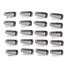 40 Pieces Ponytail Comb Hair Extensions Griping Hair Clips Steel Tooth Clamp for Wig