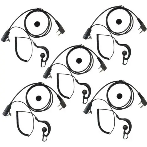 5pcs 2 PIN Earpiece Headset For TYT KENWOOD QANSHENG PUXING Baofeng UV 5R Black cb radio telsiz