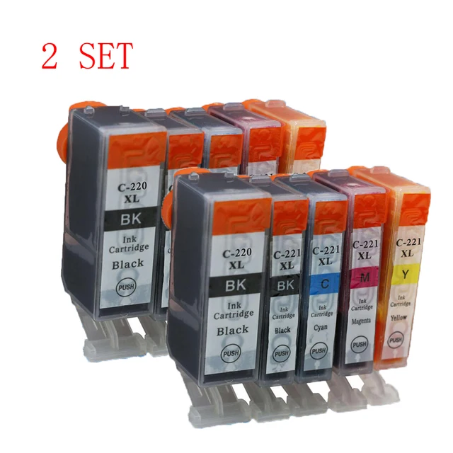 2 Set Ink Cartridge PGI220 CLI221 Compatible Canon Pixma IP3600 IP3680 MP540 MP545 MP620 MP630