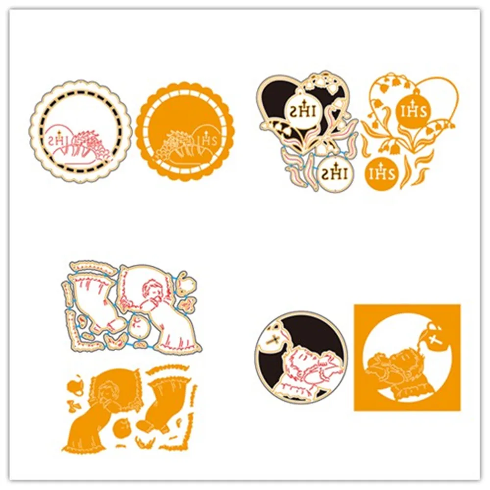 

HamyHo Metal Cutting Dies IHS Baptism Religion Frame Stencil for Making DIY Scrapbooking Paper Album Card Embossing Dies Crafts