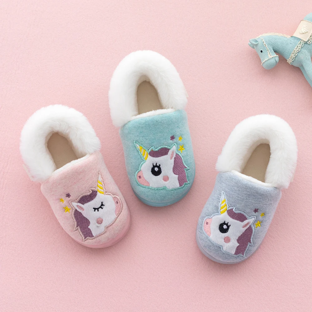 

Baby Rubber cotton slippers 1-6 years old boy skid-proof soft-bottomed children indoor girls cotton shoes lovely winter autumn