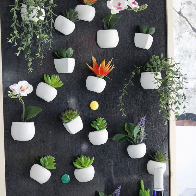Творческий магнит на холодильник горшках на растения или холодильник Стикеры имитация букет цветок суккулент для украшения дома стены