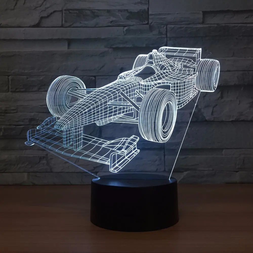

Racing Car 3d Colorful Touch Night Lamp Usb Dry Battery Dual Purpose Led Gift 3d Lamp Christmas gift for baby room lights