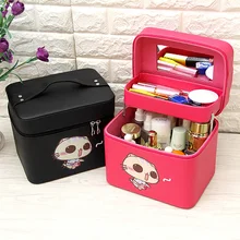 Органайзер для профессионального макияжа коробка с двойным дном косметички косметичка большой вместительности сумка для хранения дорожный Макияж Организатор чехол