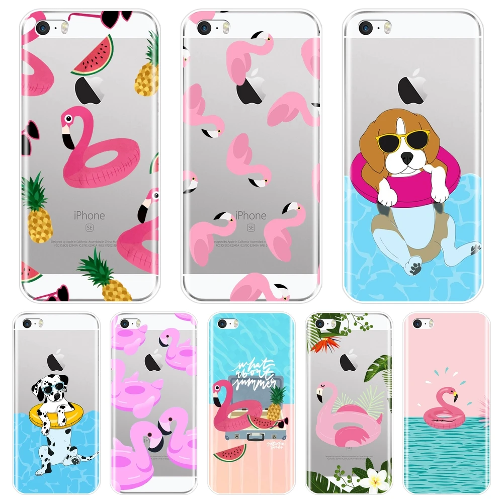 krans links Installeren Tpu Soft Back Cover For Iphone 5c 5s Se 5 S Summer Dog Pink Flamingo  Pineapple Flower Phone Case Silicone For Iphone 4s 4 S - Mobile Phone Cases  & Covers - AliExpress