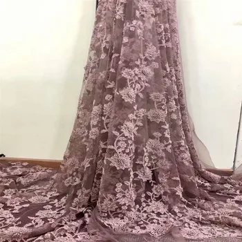 

2018 pretty African 3D flowers lace fabric with sequins shining dress lace fabric in fashionable style A721-1