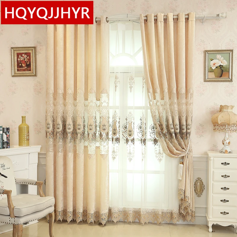 

European royal classic embroidery Curtains for Living Room with high-end custom Voile Curtain for Bedroom/Kitchen windows