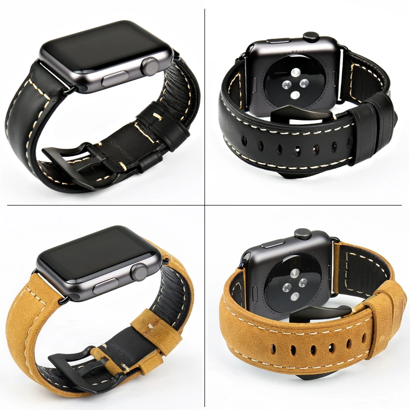 Ремешок для часов MAIKES винтажный кожаный ремешок iwatch 44 мм 40 42 38 серия 4 3 2 1|leather
