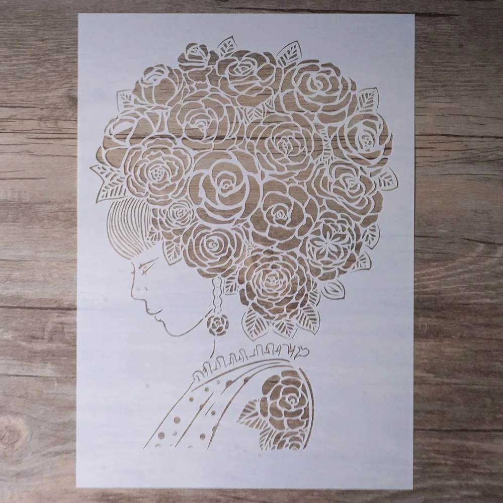 

A4 A3 A2 DIY Craft Layering Lady Flower Stencil For Walls Painting Scrapbooking Stamping Album Decorative Embossing Paper Card