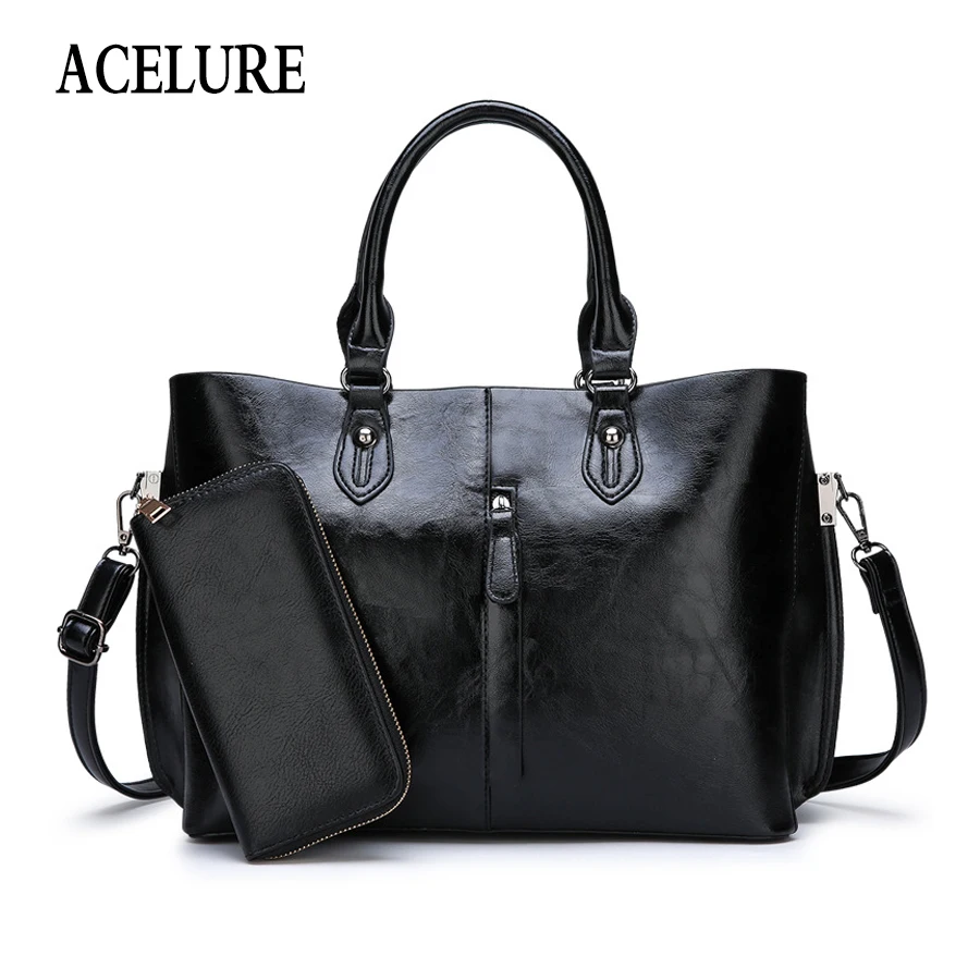 

ACELURE High-Capacity Simple Style Handbags For Female Solid Color PU Leather Shoulder Bags For Women All-Match Crossbody Bag