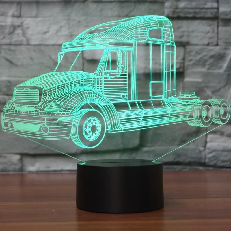 Детская комната Декор сна 7 цветов светильник 3D грузовик моделирование светодиодный настольная лампа USB Автомобильное Форма ночник как