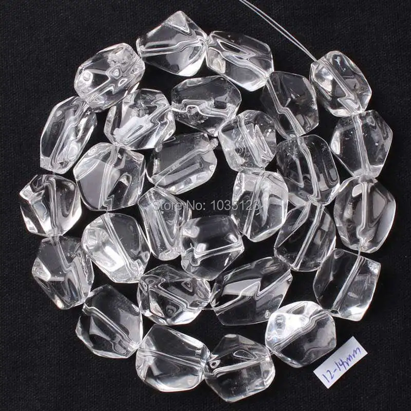 

Free Shipping 12-14mm Pretty Freeform Natural Rock Crystal Quartz Loose Beads Strand 15" DIY Creative Jewellery Making w1119