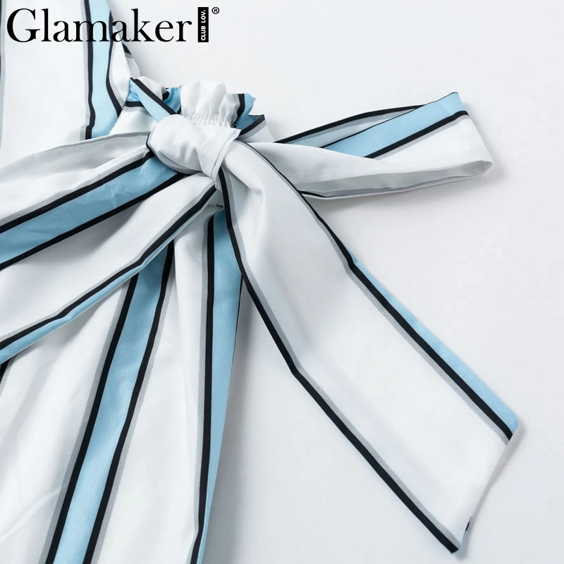 Женская шифоновая блузка в полоску Glamaker летняя Элегантная Повседневная Блузка