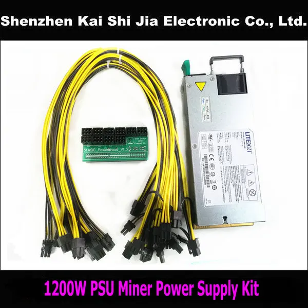 

PSU Miner Power Supply Kit-1200W Server Power Supply + 10 Port 6Pin Breakout Board + 16AWG 6Pin PCI-E to 6+2 Pin Power Cable
