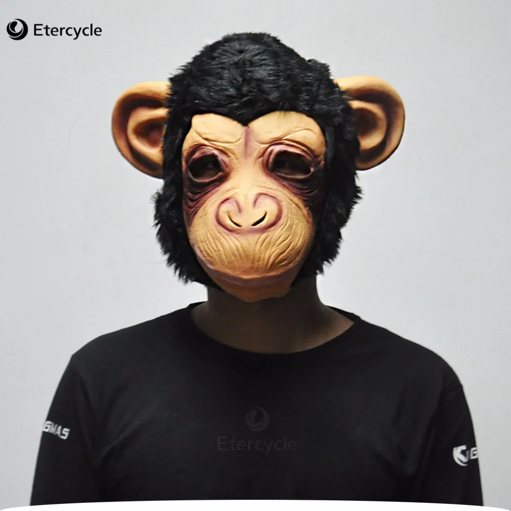 Big Ears Chimp Masks Animal Full Face Latex Mask Realistic Animal Mask Party Cosplay Prop for