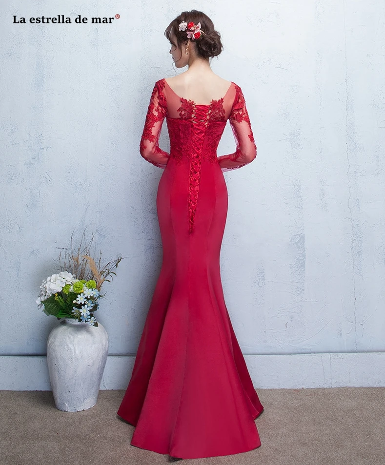 Robe demoiselle d'honneur pour femme 2021 Новый Черпак шеи кружевные Сатиновые платья Длинные