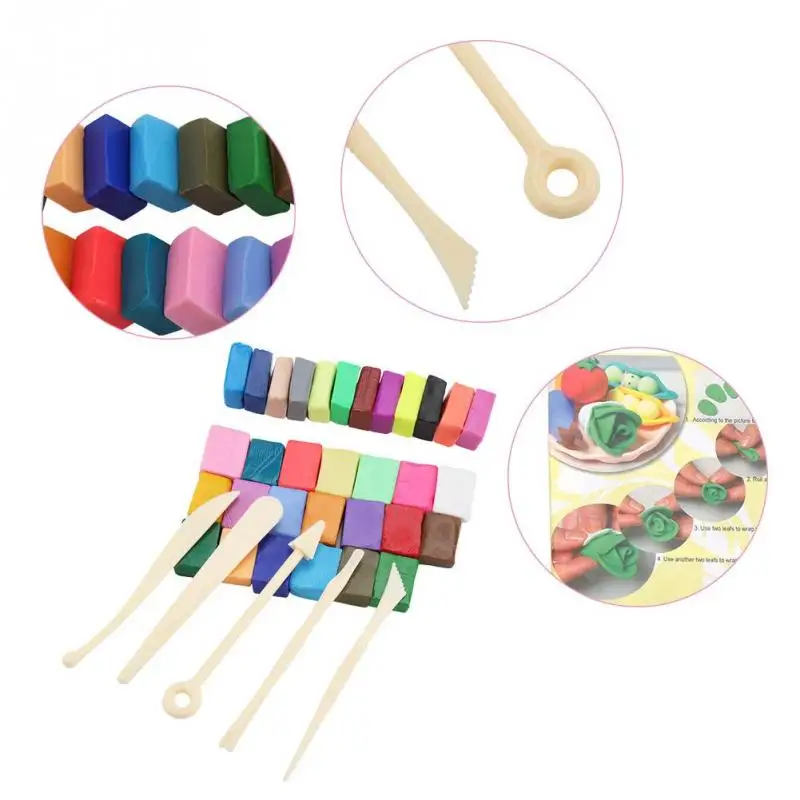 Polymer Clay Tool Set DIY Polymer Clay Tool 32 Color Oven Bake with 5