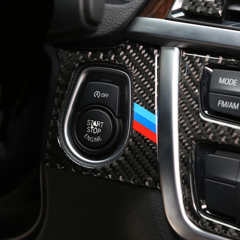 Carbon Fiber Car Styling Engine Start Stop Ring M Stripe Trim Circle