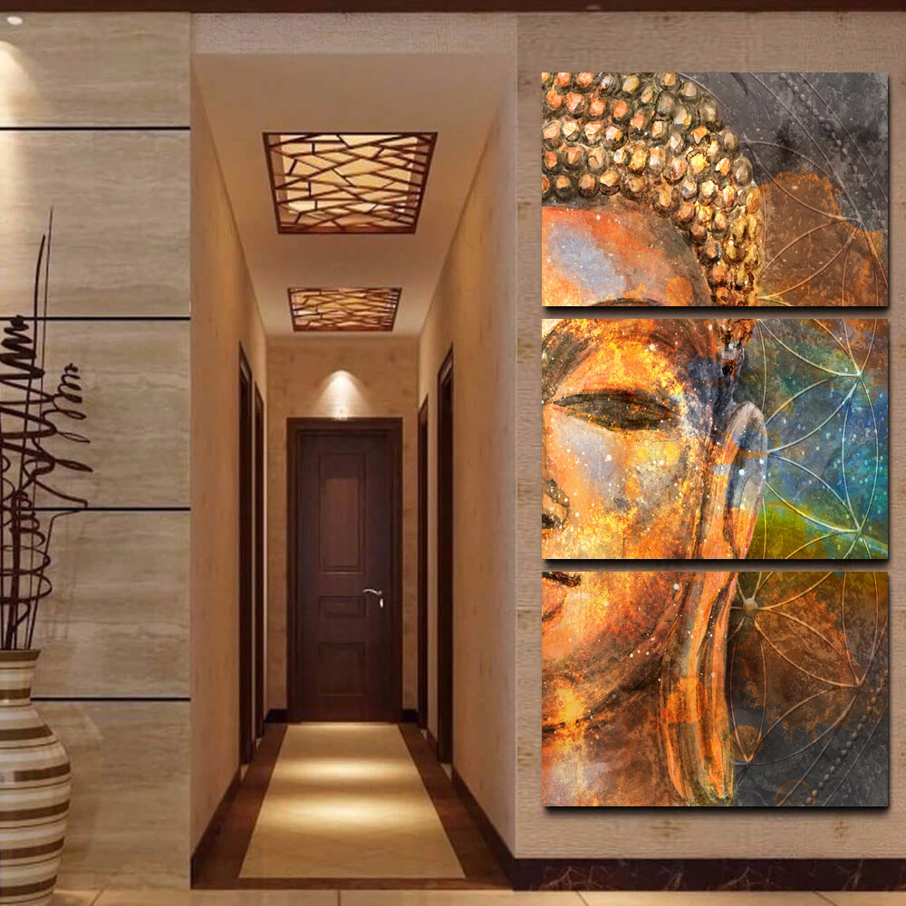Wall Art Buddha Statue Modern Canvas Printed Poster Pictures 3 Piece