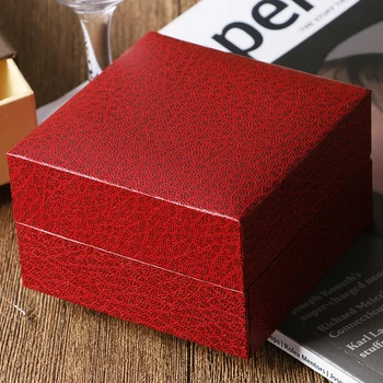 

Luxury Jewelry Watch Box Case Storage Women's Fashion Red Leather Organizer Display Foam Pad Package Case Pillow For Watch