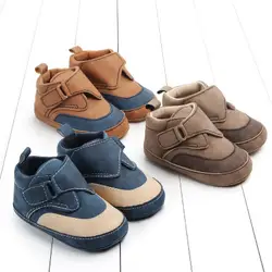 Детская обувь для мальчиков, Повседневная Нескользящая дышащая обувь в стиле пэчворк для девочек, кожаная обувь для детей 0-18 м